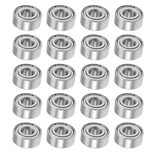 ROWORKX 20Pcs MR104ZZ Deep Groove Ball Bearings, Z2 4mm x 10mm x 4mm Double Sealed Industrial Bearings, Chrome Steel Skateboard Bearingsfor Skateboard Wheels, Skates, Electric Motors