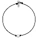 Single Cultured Freshwater Pearl Choker Necklace Handmade Genuine Leather One Bead Jewelry for Women 16'' Black