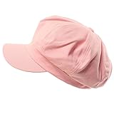 Summer 100% Cotton Plain Blank 6 Panel Newsboy Gatsby Apple Cabbie Cap Hat Pink