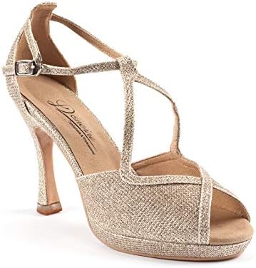 Glitz Party Evening Hybrid High Heels,Wedding Ballroom Bachata Dance Shoes,Patent Rubber Out Sole,10CM/3.9" Heel