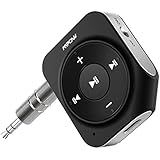 Mpow Bluetooth Car Adapter with 2 Built-in Mics, 15 Hours Hands-Free Talking Bluetooth Receiver, Bluetooth Audio Adapter with Quick Charging, Bluetooth Aux Adapter with Sleep Mode for Power Saving