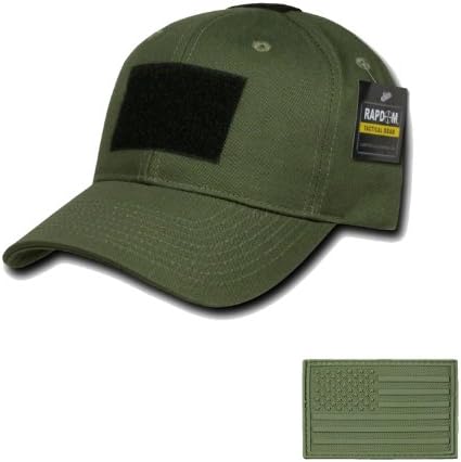 RAPDOM Genuine Tactical Constructed Ball Operator Cap Olive Caps with Free Patch (Olive, USA Flag Olive Patch)