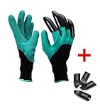 Garden Genie Gloves,Women Work Gloves with Claws for Quick & Easy to Dig & Plant Nursery Plants (Green+4pcs Claws)
