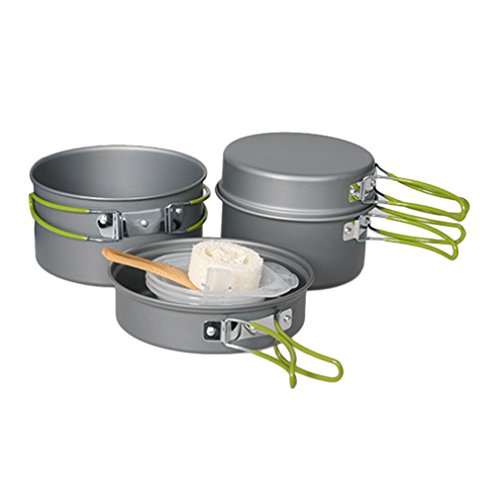 Preup Outdoor Camping pan Hiking Cookware Backpacking Cooking Picnic Bowl Pot Pan Set 9 Piece Camping Cookware Mess Kit