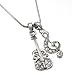 PammyJ Crystal Violin with Treble Clef Music Charm Necklace, 17.5