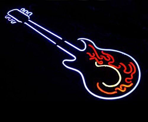 Cozyle Live Music Guitar Neon Sign 17"x14" Real Glass Bright Neon Light for Mancave Beer Bar Pub Garage Room