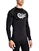 BALEAF Men's Long Sleeve Surf Shirt Rashguard Swim Tee UPF 50+ Black Size L
