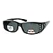 JuicyOrange Womens Polarized Fit Over Glasses Sunglasses Rhinestone Rectangular Frame Gray