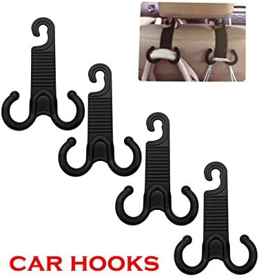 4 Pack Car Back Seat Headrest Hanger Holder Hooks for Purse Grocery Bag Cloth Coat - Heavy Duty Purse Hooks - Practical Car Accessories for Women（Bearing：11LB）