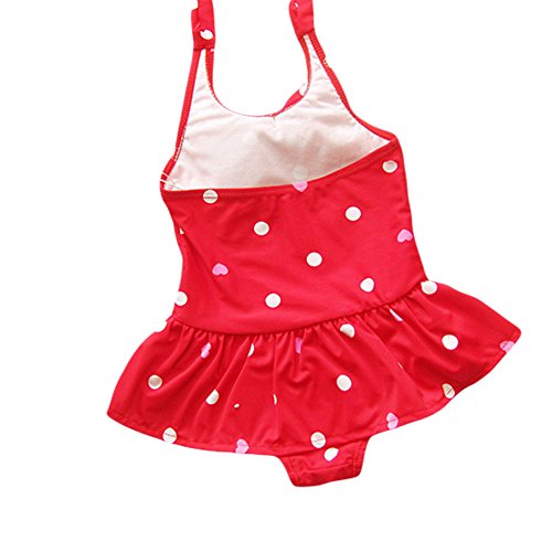 Taiycyxgan Baby Toddler Girls One-Piece Swimsuit Bowknot Spots Swimwear With Headbands,Small / 1-2 Years,Red