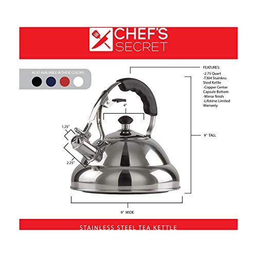 image for Chef's Secret 2.6-Liter Stainless-Steel Tea Kettle, a Powerfully Condu