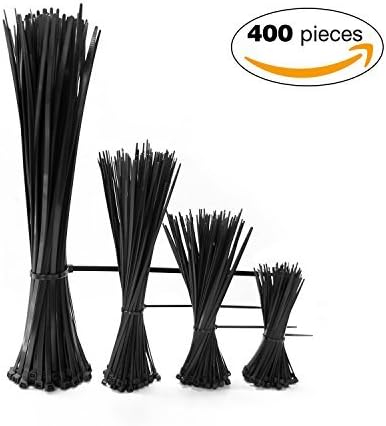 Cable Zip Ties 4"+6"+8"+12" Self Locking Nylon Cable Wire Tie Black for Home Office Garden Garage, Workshop