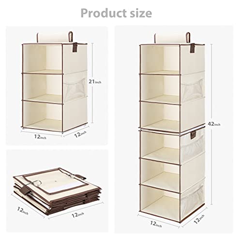 Kraper 6Shelves Hanging Closet Organizer Storage ,2PC 3Shelf