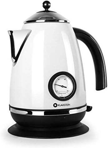Klarstein Aquavita Chalet, water boiler, tea kettle, retro water boiler design, 1.7 litres, 2200 watts, cordless, vintage temperature display, cool-touch handle, white