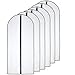 HomeClean Hanging Garment Bag (Set of 6) Lightweight Clear Full Zipper Black Dress Bags PEVA Garment Breathable Bags Cover for Closet Clothes Storage (24'' X 60'', Black)