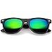 zeroUV - Retro Colored Mirror Polarized Lens Square Horn Rimmed Sunglasses 55mm (Black/Green Mirror)