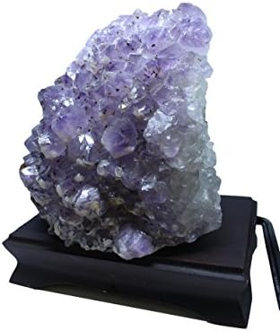 Natural Amethyst Crystal Cluster Mineral Table Lamp 7"