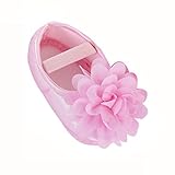 Creazrise Toddler Kid Baby Girl Chiffon Flower Elastic Band Newborn Walking Shoes (S:0-6 Month, Pink)
