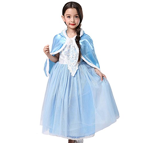 Abroda Girls Fancy Dress Party Outfit Princess Halloween Costume Cosplay Dress with Cloak