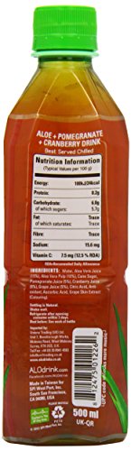 ALO Enrich Aloe Vera Juice Drink, Pomegranate + Cranberry, (Pack of 12), 16.9 Ounce Bottle