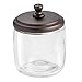 InterDesign Hamilton Bathroom Vanity Glass Canister Jar for Cotton Balls, Swabs, Cosmetic Pads - Clear/Bronze