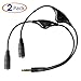 Conwork 2-Pack 3.5mm Stereo Male to Dual Female Audio Headphone/Headset Y Splitter Cable with Volume Control Switch