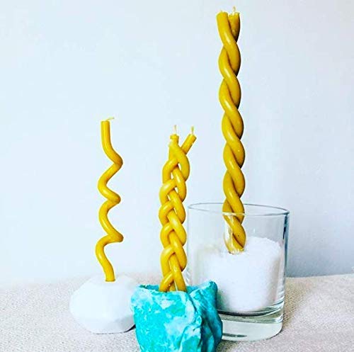 Votprof 30 Natural 100% Pure Beeswax Taper Candles (8 in) Natural Honey Scent, Dripless, Smokeless, Nontoxic