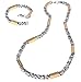 BodyJ4You Men's Stainless Steel Bracelet Necklace Link Byzantine Chain Set Two-tone