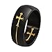 Mens Womens Stainless Steel Cross Ring for Christian Baptism,Black Base,Removable,8mm,Size 7 to 14
