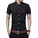YTD Men's Business Casual Short Sleeves Dress Shirts(Medium, Black)