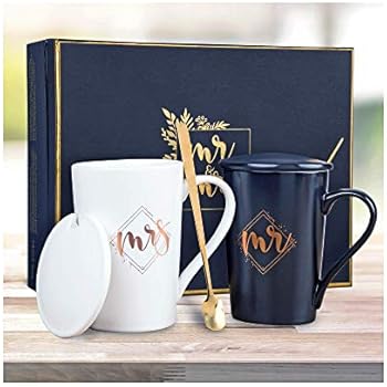 KEDRIAN Mr and Mrs Mugs, Couple Gifts, Weddings Gifts for the Couple, Mr and Mrs Gifts, Anniversary Gifts for Couple, Engagement Gifts for Her, Newlywed Gifts for Couples, Couple Mugs, Mr Mrs Gifts