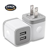 USB Wall Charger, LOOGGO 2.1A/5V 2-Pack Dual Port USB Wall Charger Plug Charging Block Power Adapter Compatible with iPhone Xs Max XR X 8 7 6 Plus 5S, iPad, Samsung, LG, Android Cell Phone (White)