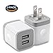 LOOGGO USB Wall Charger, Dual Port USB 2.1Amp Wall Charger Plug Power Adapter Charging Block Cube for iPhone X/8/7/6 Plus, iPad, Samsung Galaxy S5/S6/S7 Edge, LG, ZTE, Motorola (White) 2-Pack