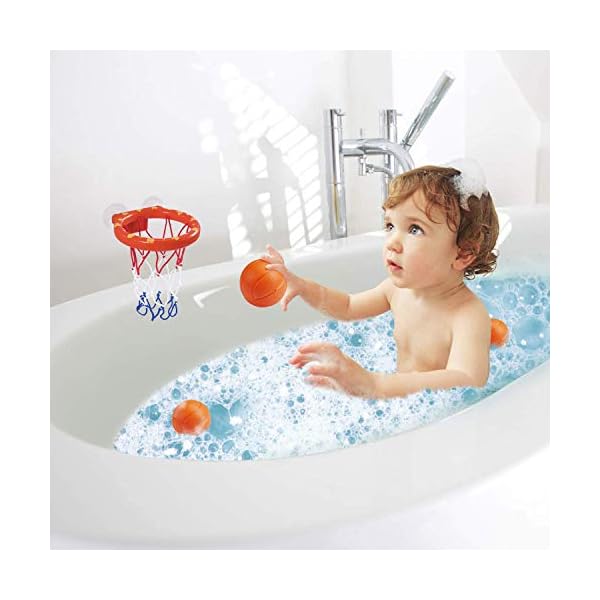 Addmos Bath Toy Fun Basketball Hoop & Balls Set for 1 2 3 4 5 Years Old Boys Girls Kids & Toddler Bath Toys Christmas New Year Gifts Set 3 Balls Included