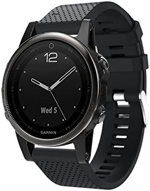 Watch Strap for Garmin Fenix 5S, BTChoice 22mm Quick Install Soft Silicone Replacement Band Wrist Watch Strap for Garmin Fenix 5S Multisport GPS Watch (Black)