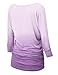 WT989 Womens 3/4 Sleeve Ombre Dolman Top XXL Lilac