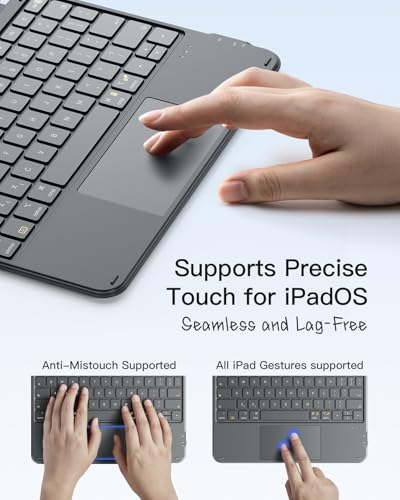 Inateck Keyboard Case with Touchpad for iPad 10th/A16 11th Gen 2025 | 450g Ultra-Lightweight,1 Second Magnetic Detachable Keyboard for iPad Air 11" M4/M3/M2, Air 5/4, Pro 11" 4/3/2/1, Grey