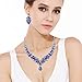 EVER FAITH Austrian Crystal Elegant V-Shaped Teardrop Necklace Earrings Set Blue Silver-Tone