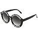 zeroUV Womens Oversized Bold Rim Font Frame Round Sunglasses (Black-Silver)
