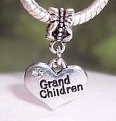 Blazers Jewelry 1985 Grandchildren Heart Grandmother Gift Rhinestone Dangle Bead fits Charm Bracelet