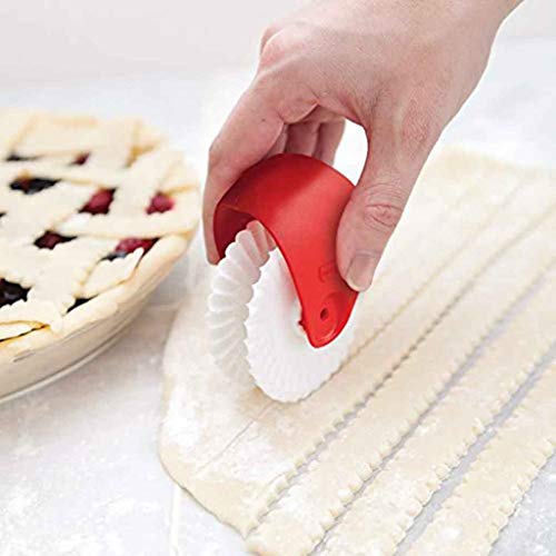 Pastry Wheel Cutter Plastic Pizza Cutter Pizza Cutting Wheel Beautiful Pie Crust Fluted Wheel for Kitchen/Baking (B)
