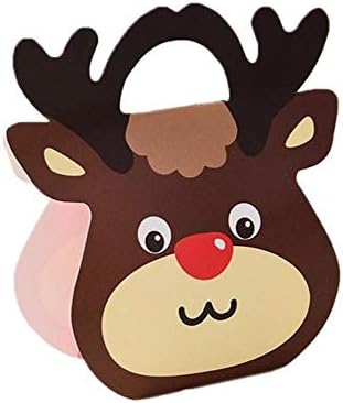 TINGSU Christmas Paper Gift Bag Candy Carrier Xmas Present Candy Cookies Boxes (E)