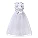 LZH Girls Lace Dress Princess White Backless Wedding Dresses,9T(For Age 9-10Y),White