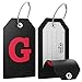 Shacke Large Luggage Tag Initial with Full Privacy Cover and Stainless Steel Loop - Black (Letter G)
