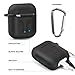 Cuauco 2020 Newest Airpods Case for Airpods 2 &1 (Front LED Visible) with 2 Anti-Lost Strap/2 Pairs of Ear Hooks/2 Carabiner/1 Watch Band Holder/1 Headphone Case for Apple Airpods 2 &1(9 Pack)(Black)