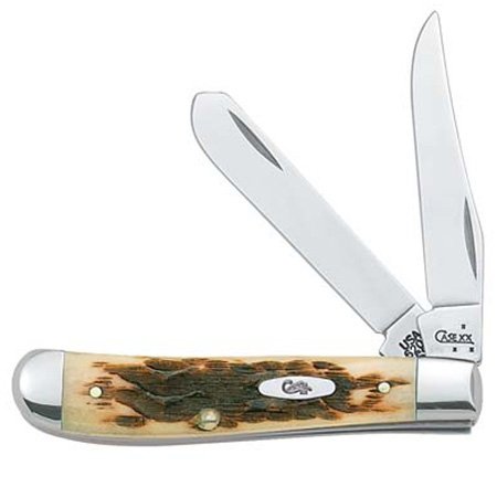 Case amber bone mini trapper pocket knife