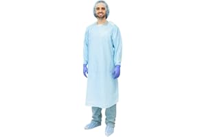 MediChoice Protective Gowns, Open Back, Thumb Loop Cuff, Extra Large, Blue (Box of 15)