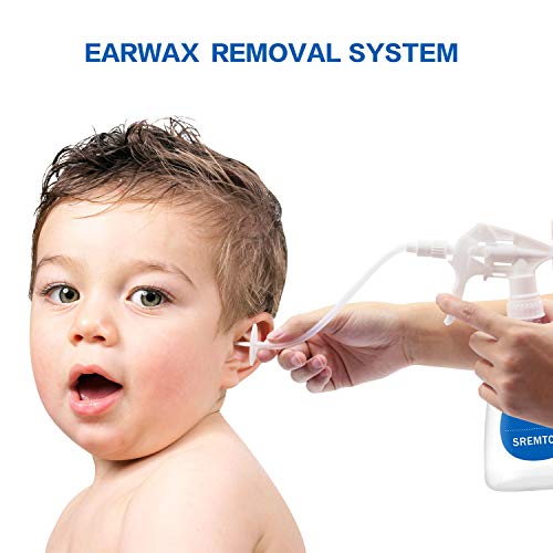 Ear Wax Removal Tool, SREMTCH Earwax Remover Kit with Washer Bottle, Hard Nozzles, Ear Basin, Bulb Syringe, Dropper Vial, 5 Soft Ear Tips for Ear Cleaning