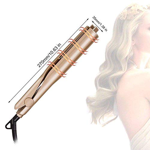 2 in 1 Hair Straightener and Curler, Curling and Straightening Iron for Hair - Dual Voltage Hair Curler with Ceramic Coating Flat Iron for Long & Short Hair Twist Curler(Gold) - Thumbnail 4