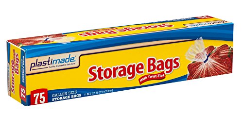Plastimade Disposable Plastic Storage Bags With Original Twist Tie, 1 Gallon Size, 150 Bags, Great For Home, Office, Vacation, Traveling, Sandwich, Fruits, Nuts, Cake, Cookies, Or Any Snacks (2 Packs)